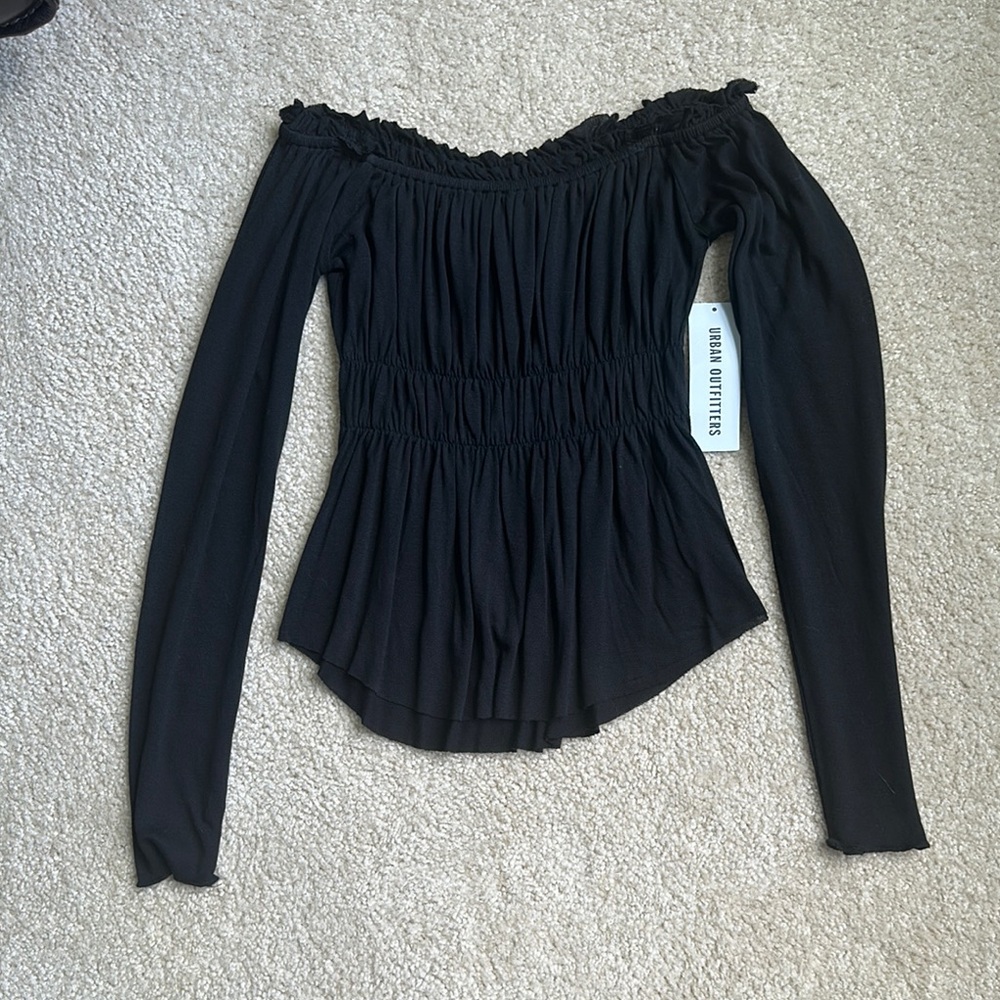 Urban Outfitters Black Ruched Blouse